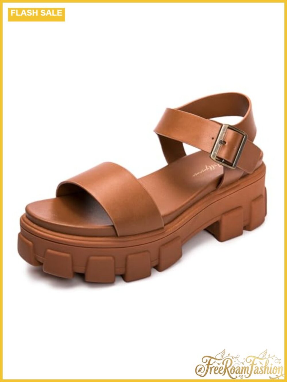 Luffymomo Women's Platform Wedge Sandals PU One-Band Buckle